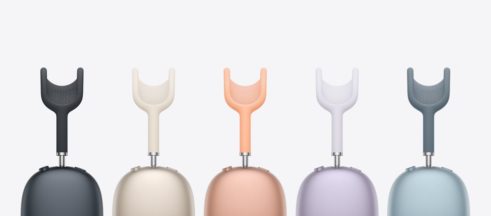 Vários fones de ouvido AirPods Max 2 mostrando a lateral e as cores disponíveis