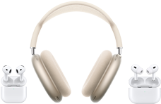 Seção dos AirPods com a família de fones de ouvido.
