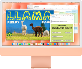 iMac laranja virado para a frente.
