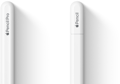 Apple Pencil Pro e Apple Pencil (USB-C) lado a lado
