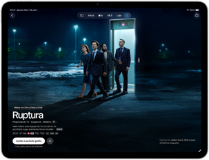 Tela do iPad Air mostrando Ruptura no app Apple TV