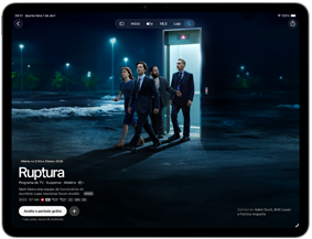 Tela do iPad Air mostrando Ruptura no app Apple TV