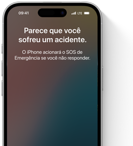 Um modelo de iPhone mostrando interações diferentes para Detecção de Acidente.