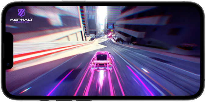 iPhone 17e mostrando um jogo de corrida