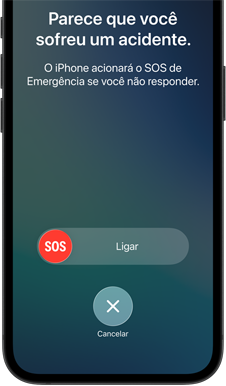 Tela do iPhone 17e mostrando o recurso Detecção de Acidente em uso