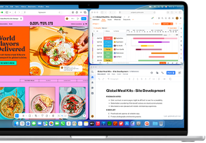 MacBook Air com vários apps abertos