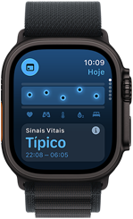 Apple Watch Ultra 3, caixa preta de titânio, app Sinais Vitais, gráfico de pontuação de saúde, notificação de valores atípicos de Sinais Vitais Noturnos